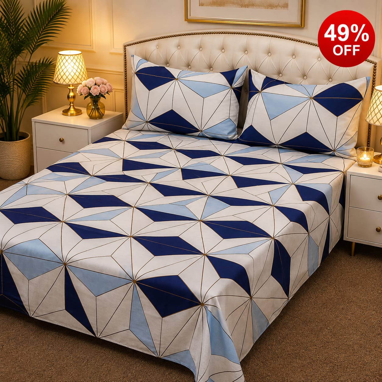 3D Pure Cotton Bed Sheet