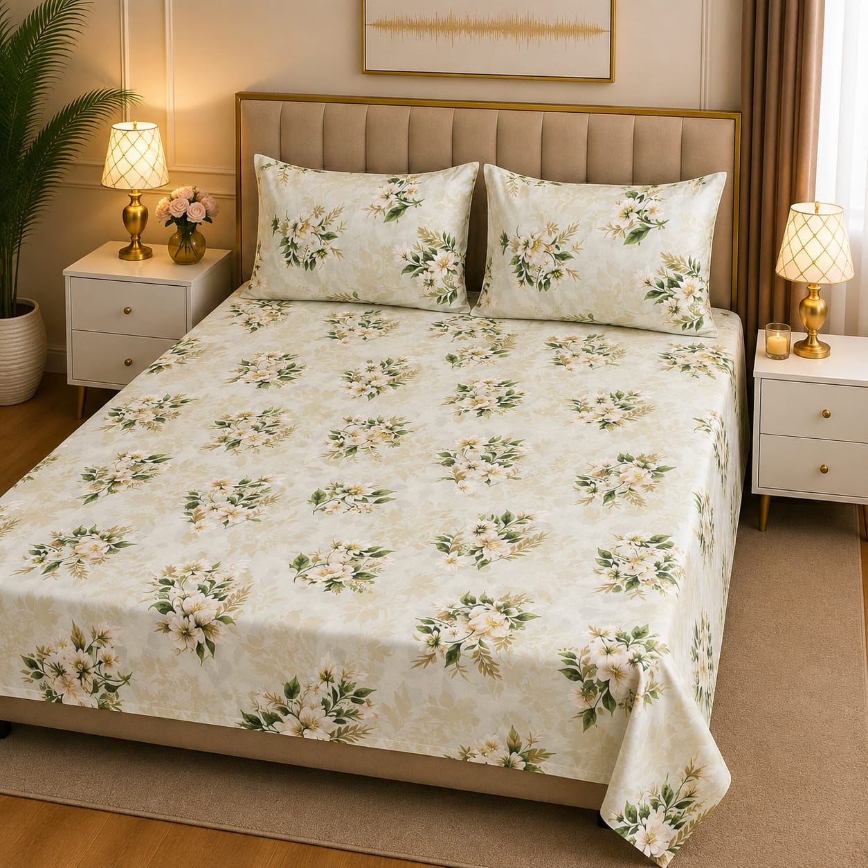3D Pure Cotton Bed Sheet