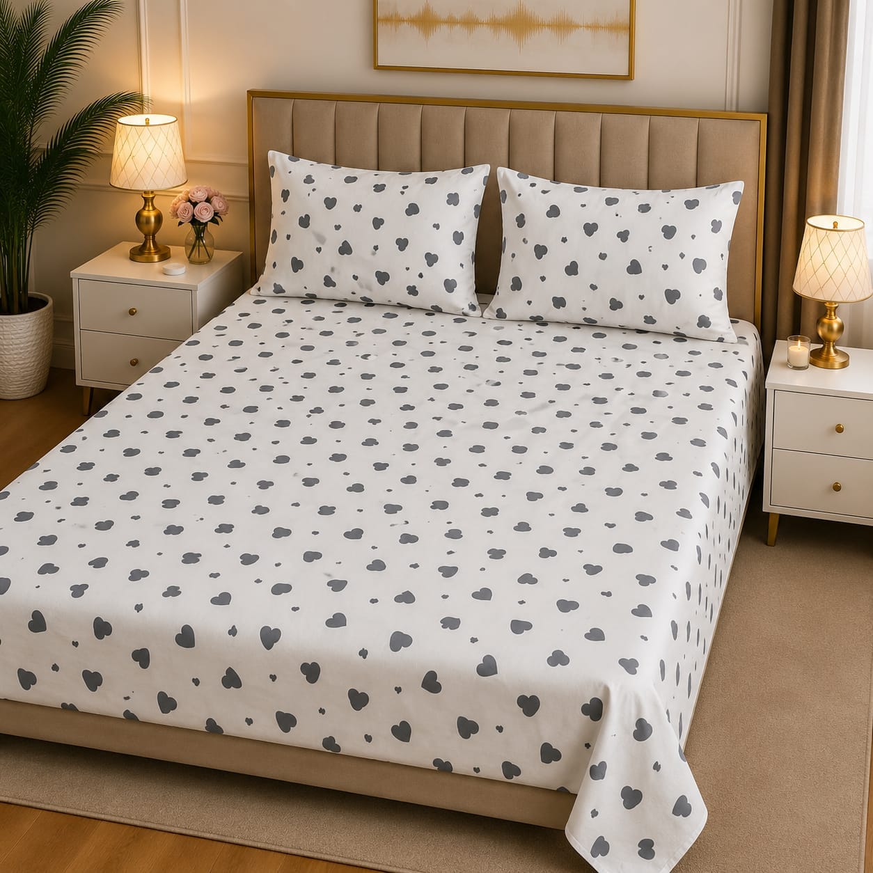 3D Pure Cotton Bed Sheet