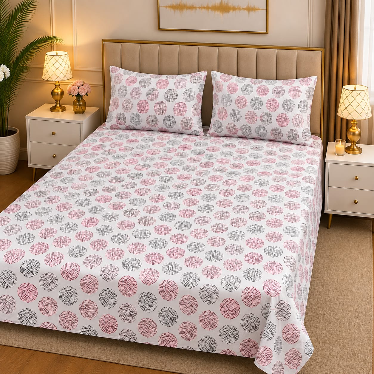 3D Pure Cotton Bed Sheet