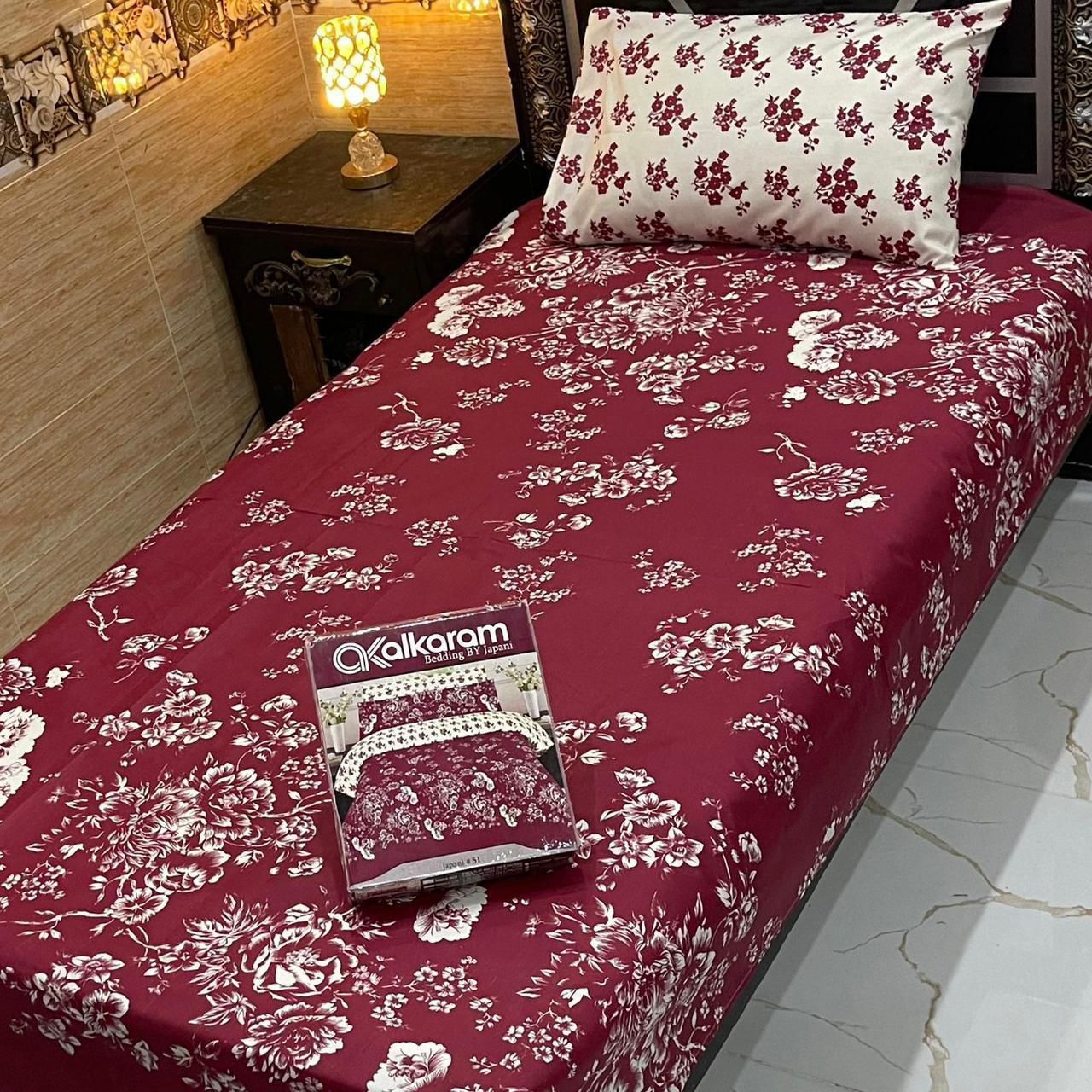 alkaram 4Pc Cotton Single Pair Bedsheet