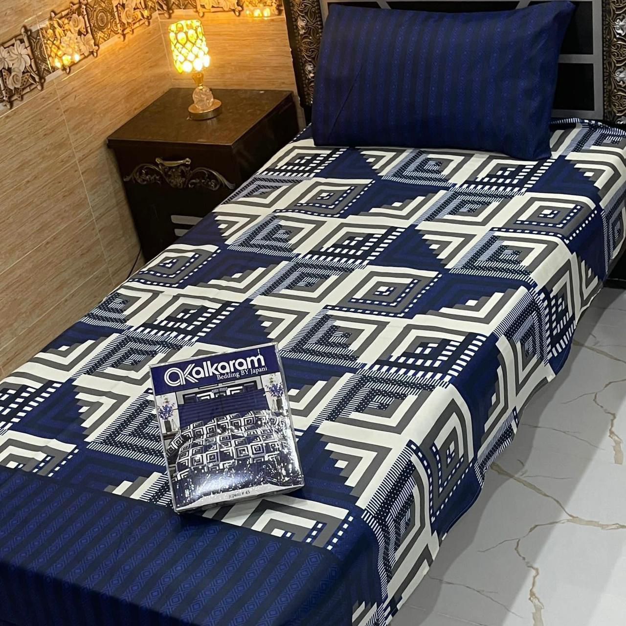 alkaram 4Pc Cotton Single Pair Bedsheet