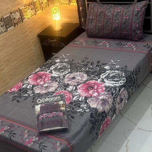 alkaram 4Pc Cotton Single Pair Bedsheet