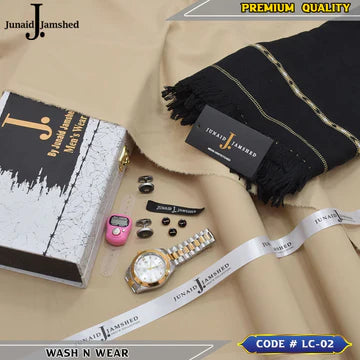 J. Business Class 4 Season Wash N Wear With Luxury Box & Bag + Button + Tasbeeh + Rolex Watch + Cufflinks + Shawl