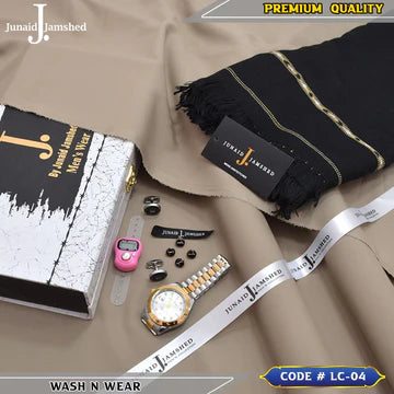 J. Business Class 4 Season Wash N Wear With Luxury Box & Bag + Button + Tasbeeh + Rolex Watch + Cufflinks + Shawl