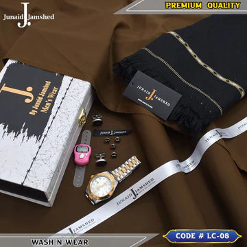 J. Business Class 4 Season Wash N Wear With Luxury Box & Bag + Button + Tasbeeh + Rolex Watch + Cufflinks + Shawl