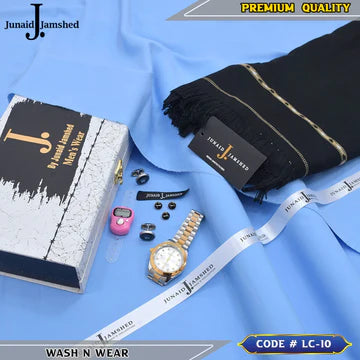 J. Business Class 4 Season Wash N Wear With Luxury Box & Bag + Button + Tasbeeh + Rolex Watch + Cufflinks + Shawl