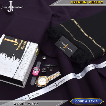 J. Business Class 4 Season Wash N Wear With Luxury Box & Bag + Button + Tasbeeh + Rolex Watch + Cufflinks + Shawl