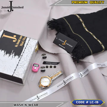 J. Business Class 4 Season Wash N Wear With Luxury Box & Bag + Button + Tasbeeh + Rolex Watch + Cufflinks + Shawl