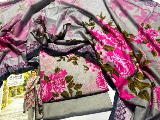 Unstitched Alkaram Lawn 3PC'S