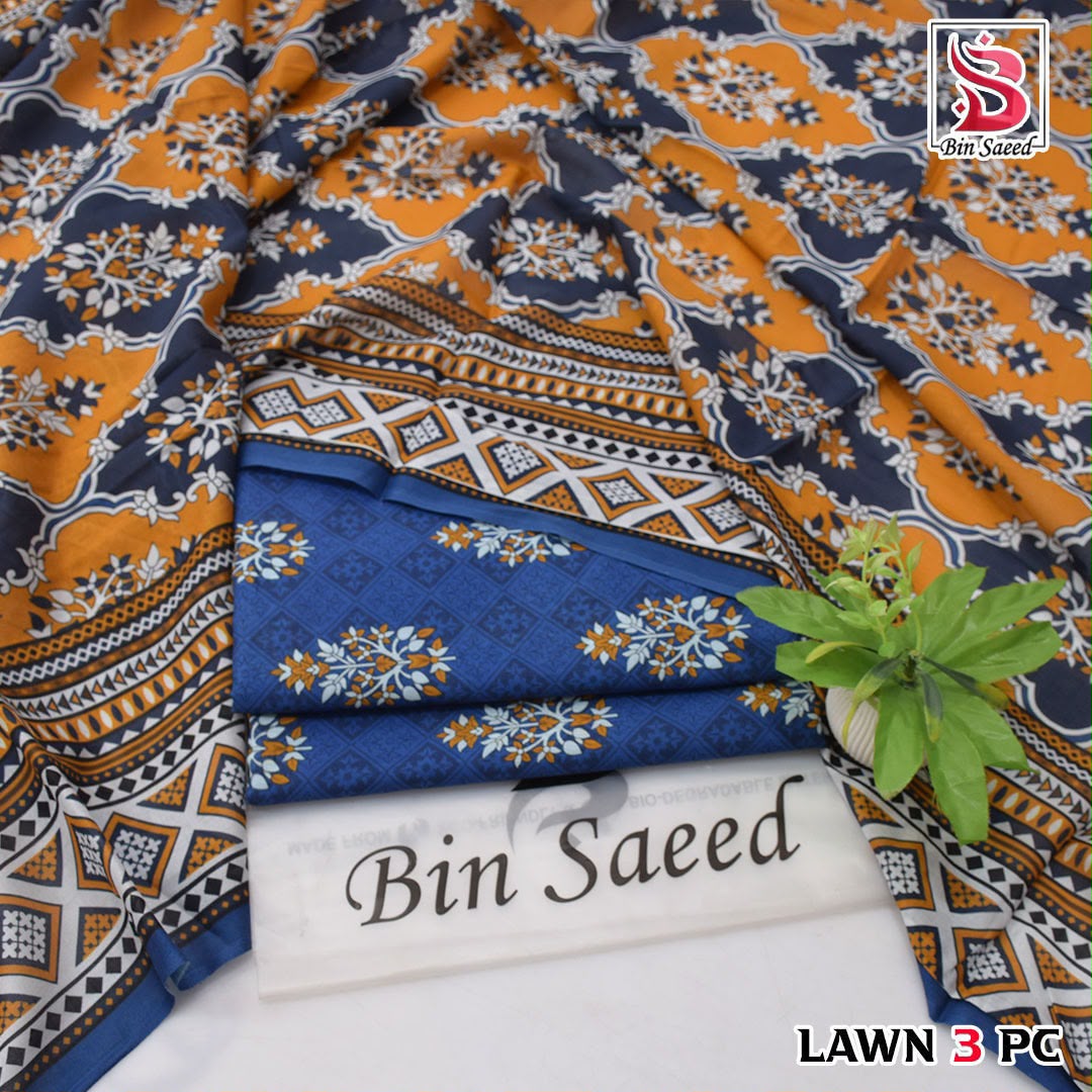 BIN SAEED ORIGINAL 3PC UNSTITCHED SUIT