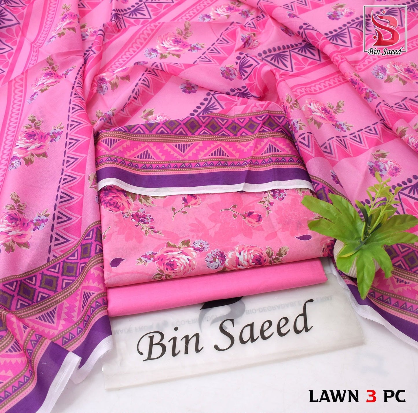 BIN SAEED ORIGINAL 3PC UNSTITCHED SUIT