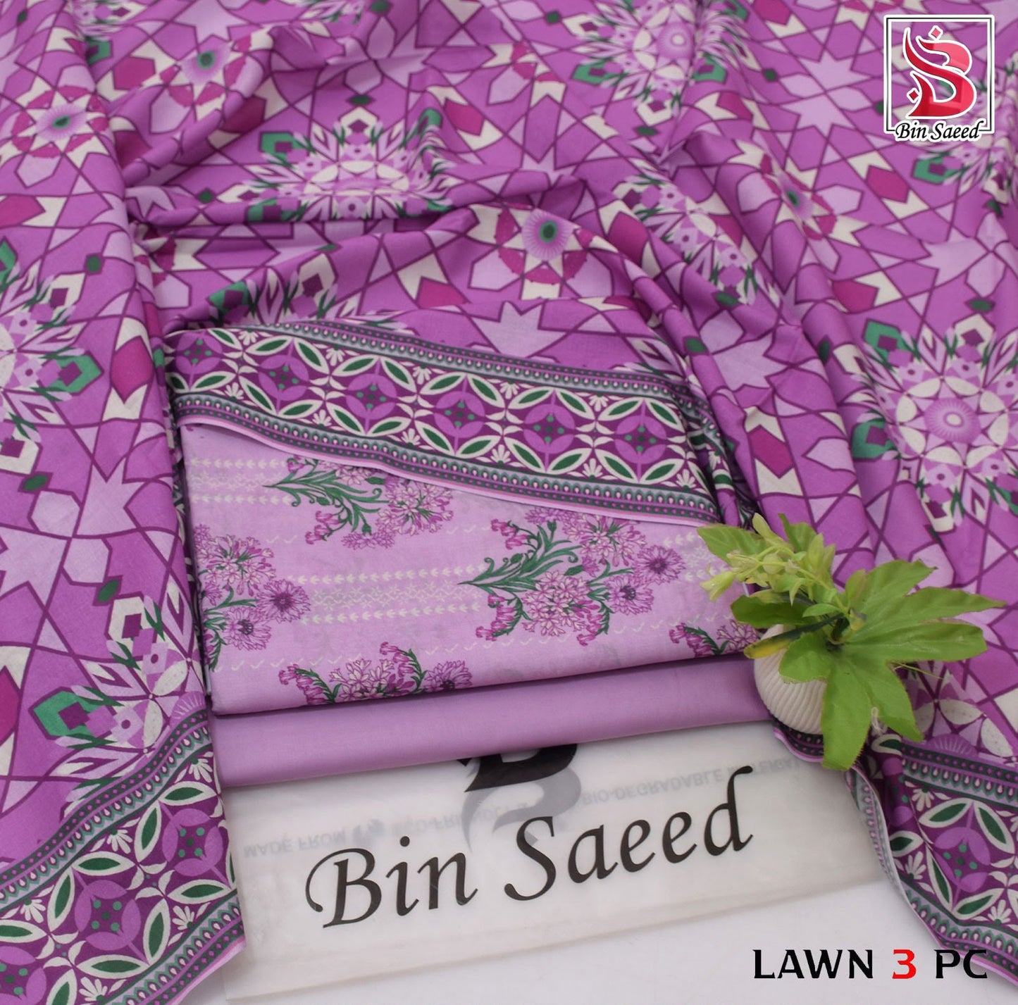 BIN SAEED ORIGINAL 3PC UNSTITCHED SUIT