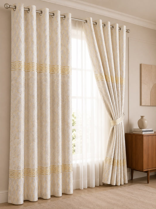 Luxury Velvet Printed Curtains (1 Piece) – Premium Eyelet Ready-to-Hang | 4.5×9 Ft