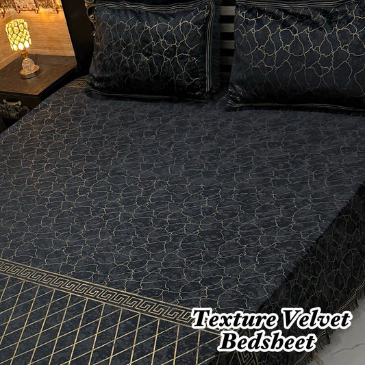 Luxury 3PC Texture Velvet 3PC  Bedsheet – King Size ✨
