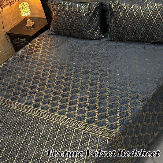 Luxury 3PC Texture Velvet 3PC  Bedsheet – King Size