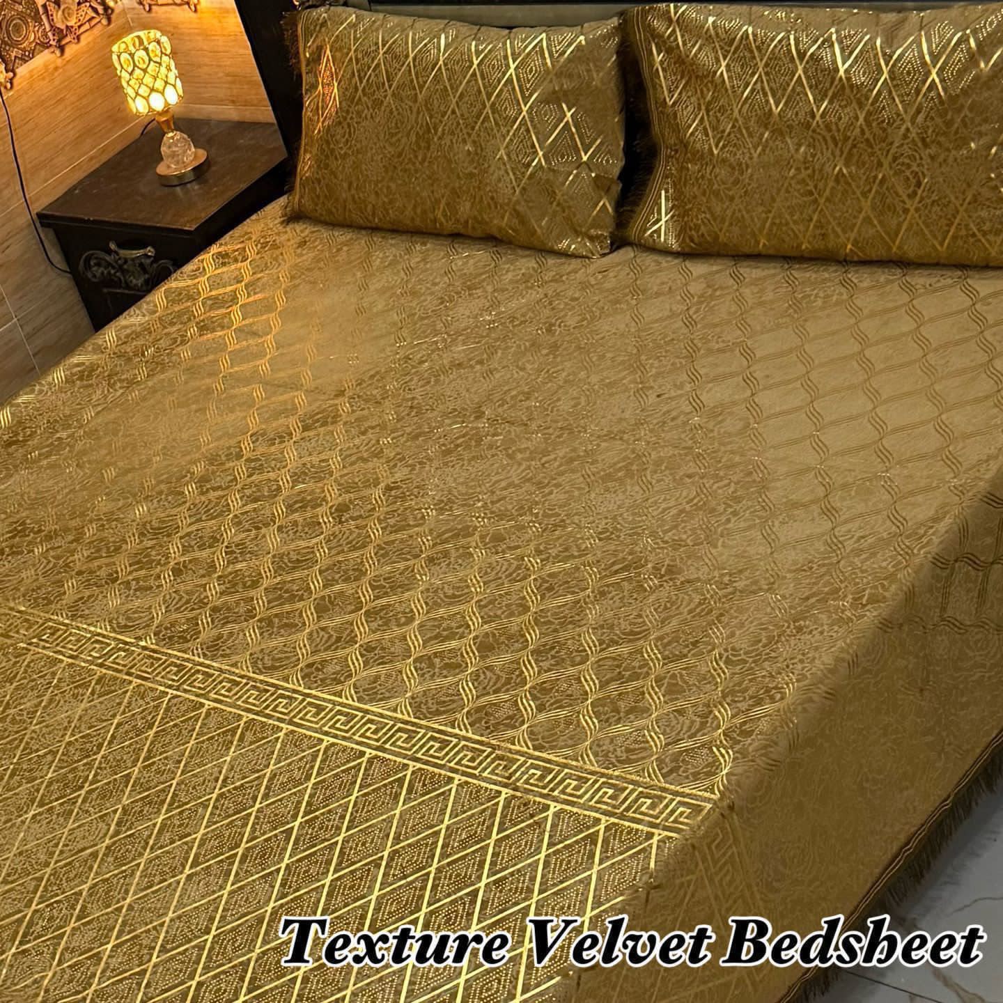 Luxury 3PC Texture Velvet 3PC  Bedsheet – King Size