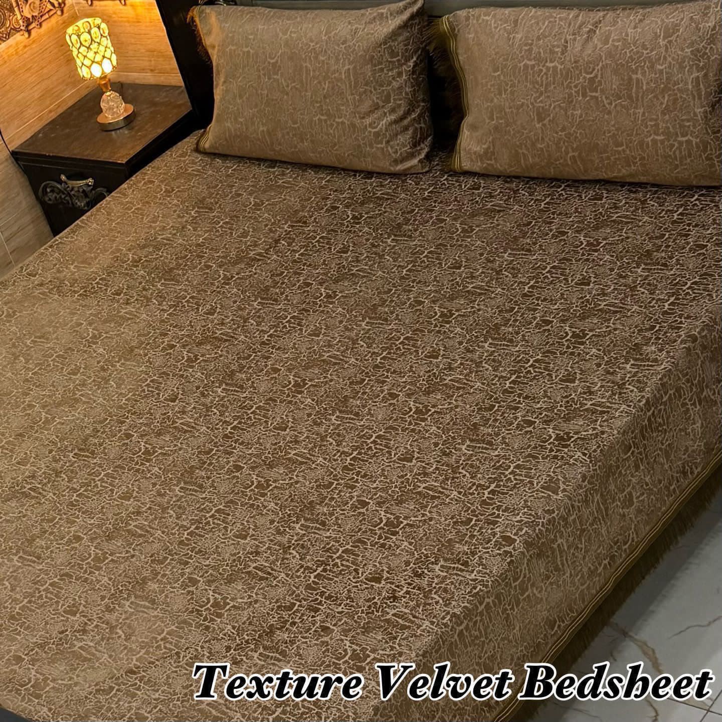 Luxury 3PC Texture Velvet 3PC  Bedsheet – King Size