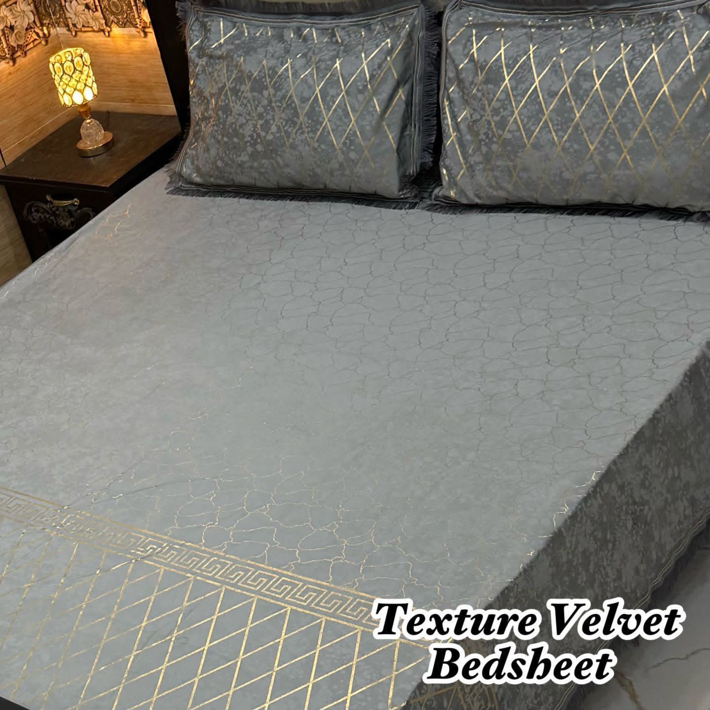 Luxury 3PC Texture Velvet 3PC  Bedsheet – King Size