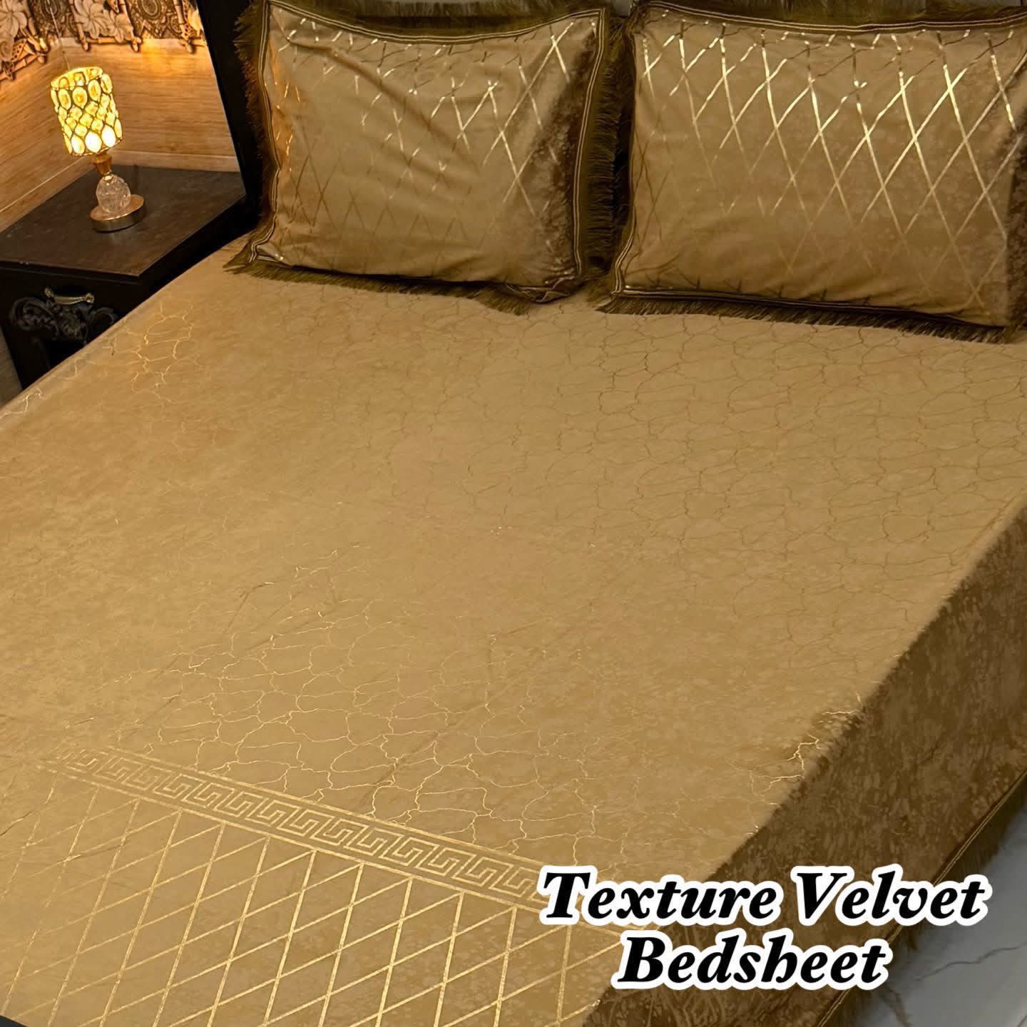 Luxury 3PC Texture Velvet 3PC  Bedsheet – King Size