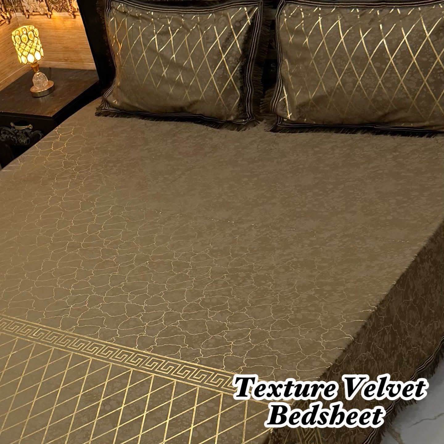Luxury 3PC Texture Velvet 3PC  Bedsheet – King Size
