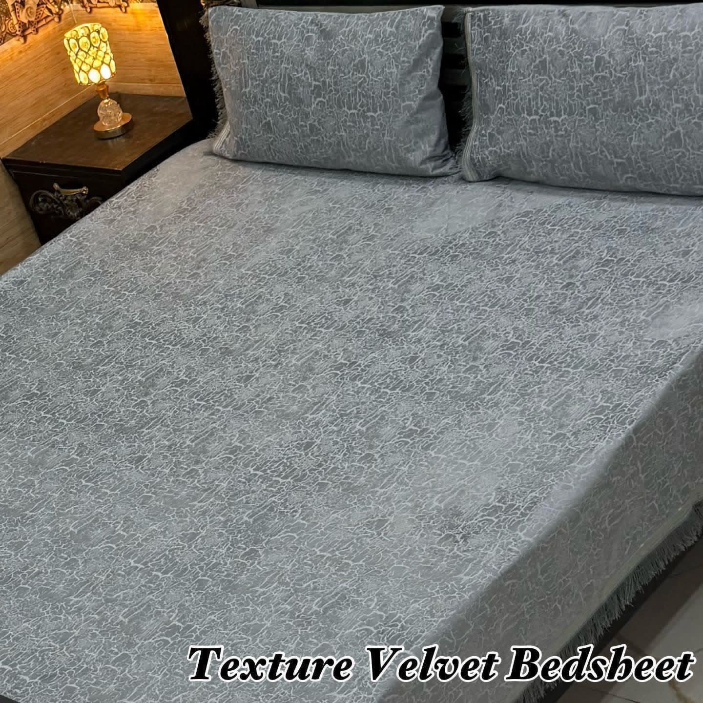 Luxury 3PC Texture Velvet 3PC  Bedsheet – King Size