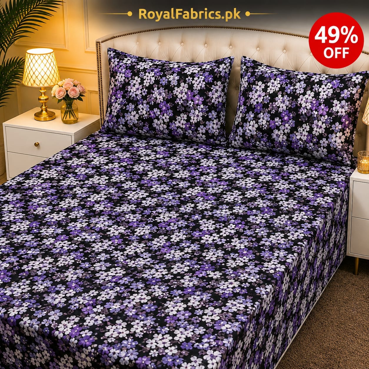 7D Digital Printed Cotton Bed Sheet