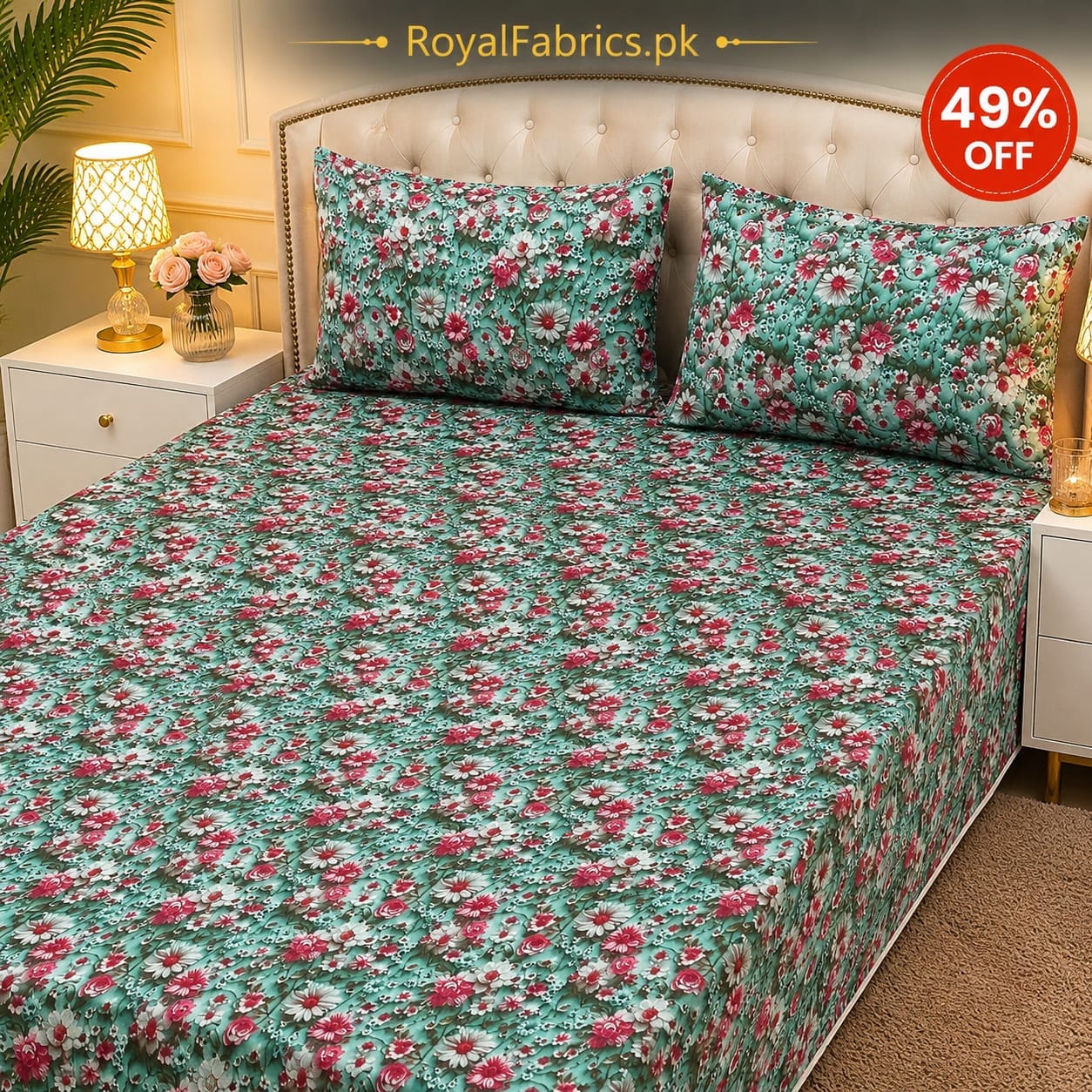 7D Digital Printed Cotton Bed Sheet