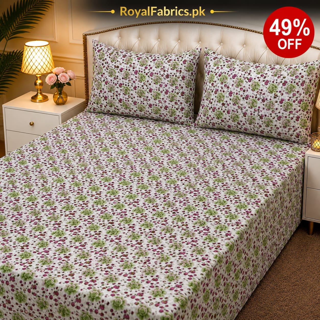 7D Digital Printed Cotton Bed Sheet