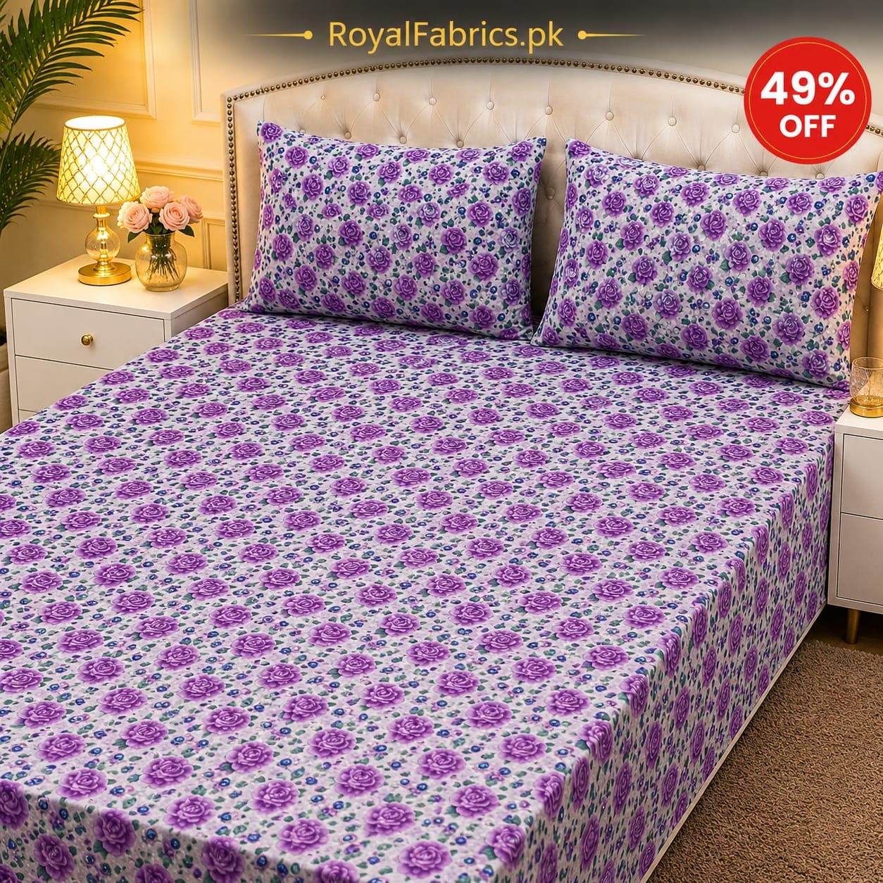 7D Digital Printed Cotton Bed Sheet