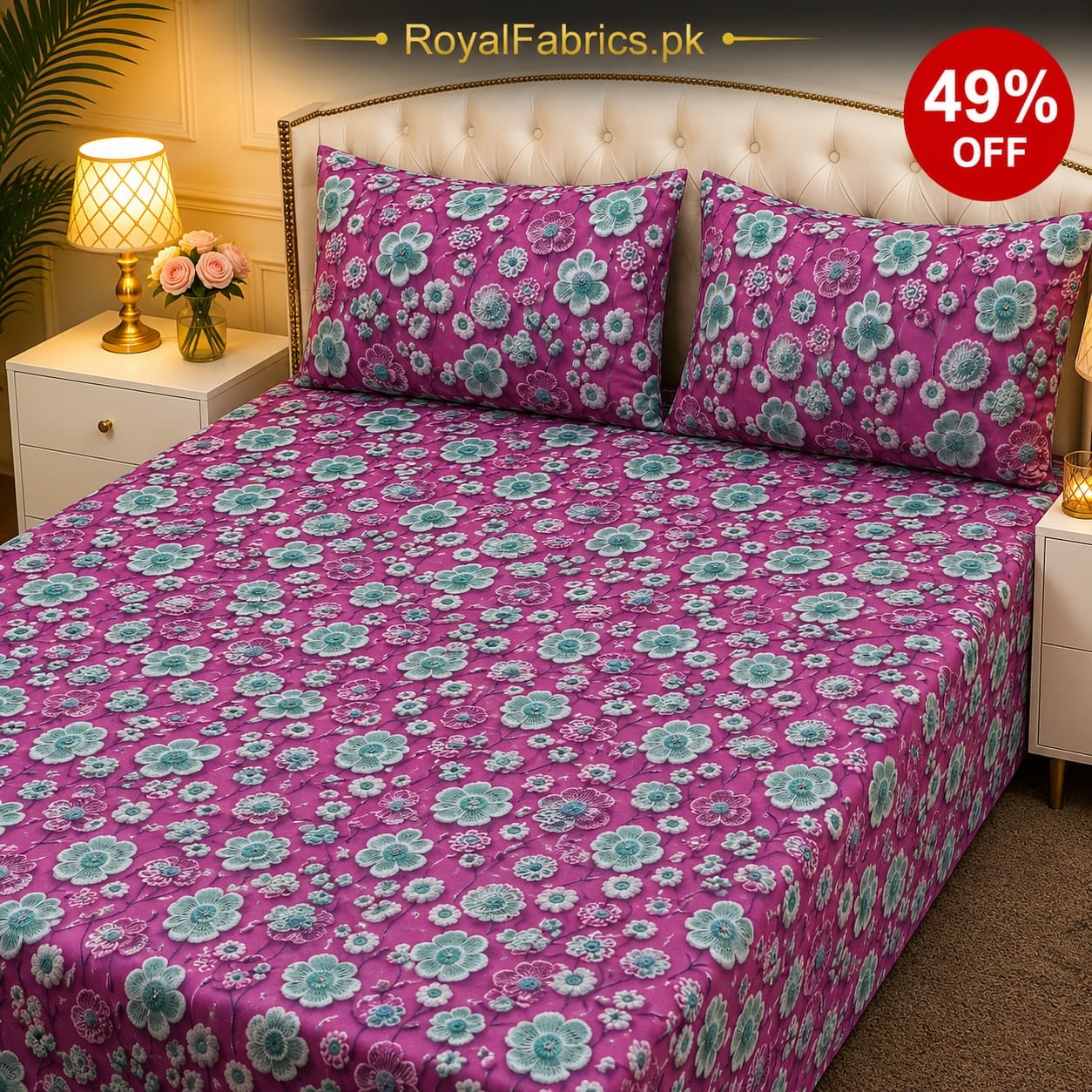 7D Digital Printed Cotton Bed Sheet